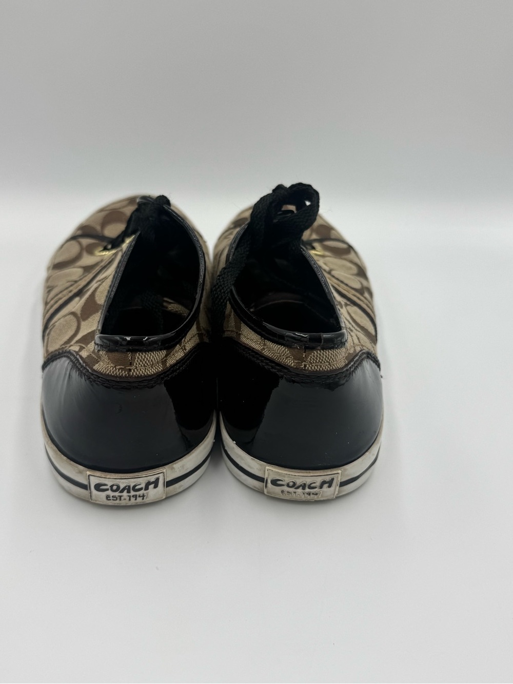 Coach Brown Signature Canvas Low-Top Sneakers with Black Trim - Picture 6 of 15